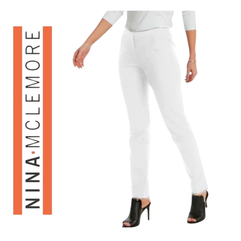 NWT NINA MCLEMORE Womens ACTIVE STRETCH NYLON PETITE RISE PANTS size 26